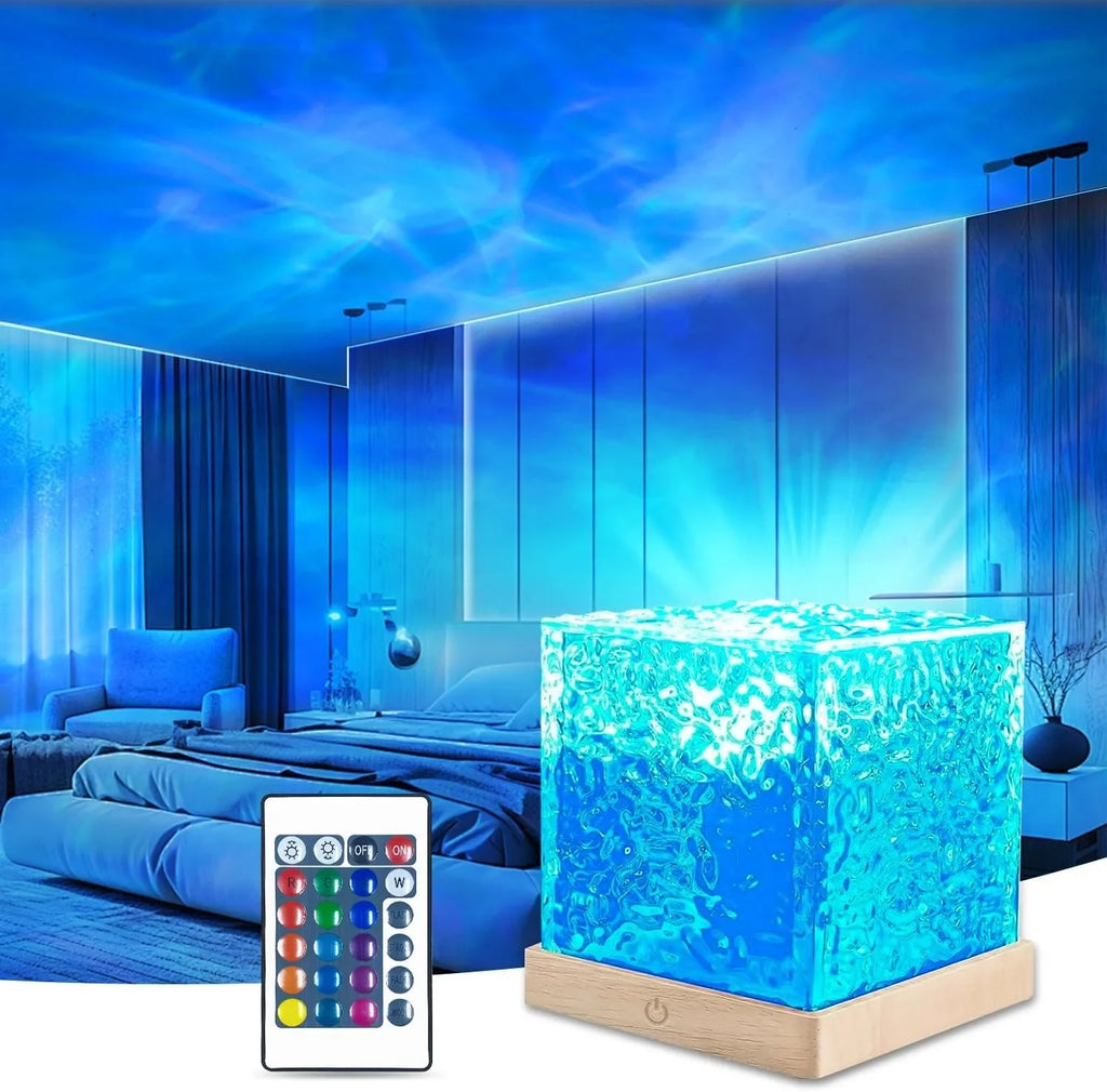 Ocean Wave Projector Light, 16-Color Luminor the Cube Lamp & App Remote, 3D Holographic Water Ripple Romantic Ambient Lighting