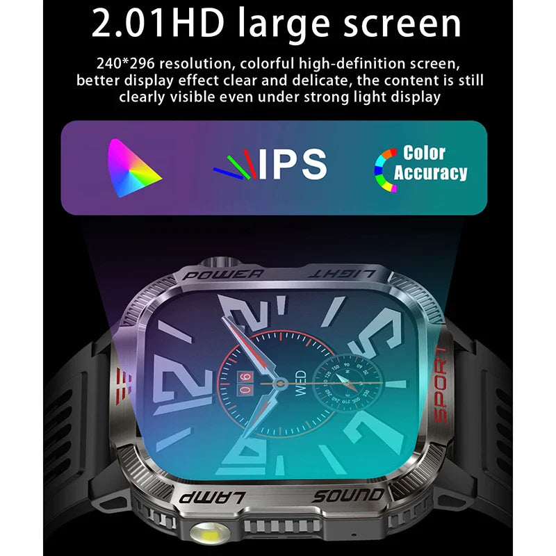 New Military GPS Smart Watch Men Flashlight Compass Waterproof 600mAh Battery Outdoor Sport Tracker Bluetooth Call Smartwatch