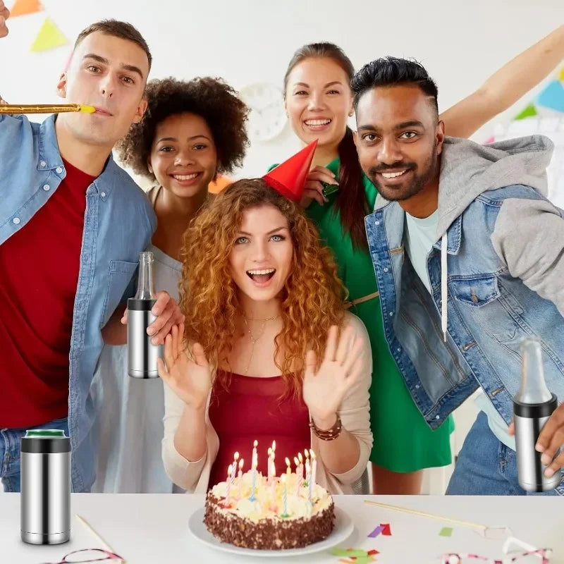 Stainless Steel Wine Bottle Refrigerator Can Double Wall Vacuum Insulated Beer Bottle Cooler Coke Refrigerator Can Bar Accessori