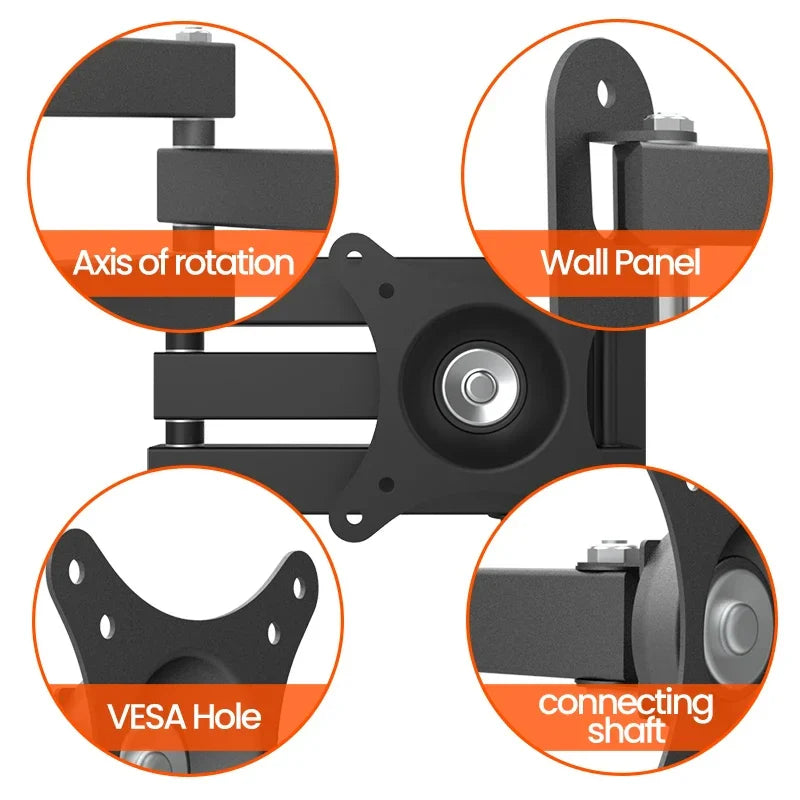 20° tiltable TV Wall Mount Bracket 360° Rotated Holder Universal TV Mount for 14 to 37 Inch Computer LCD LED Monitor Tablet PC