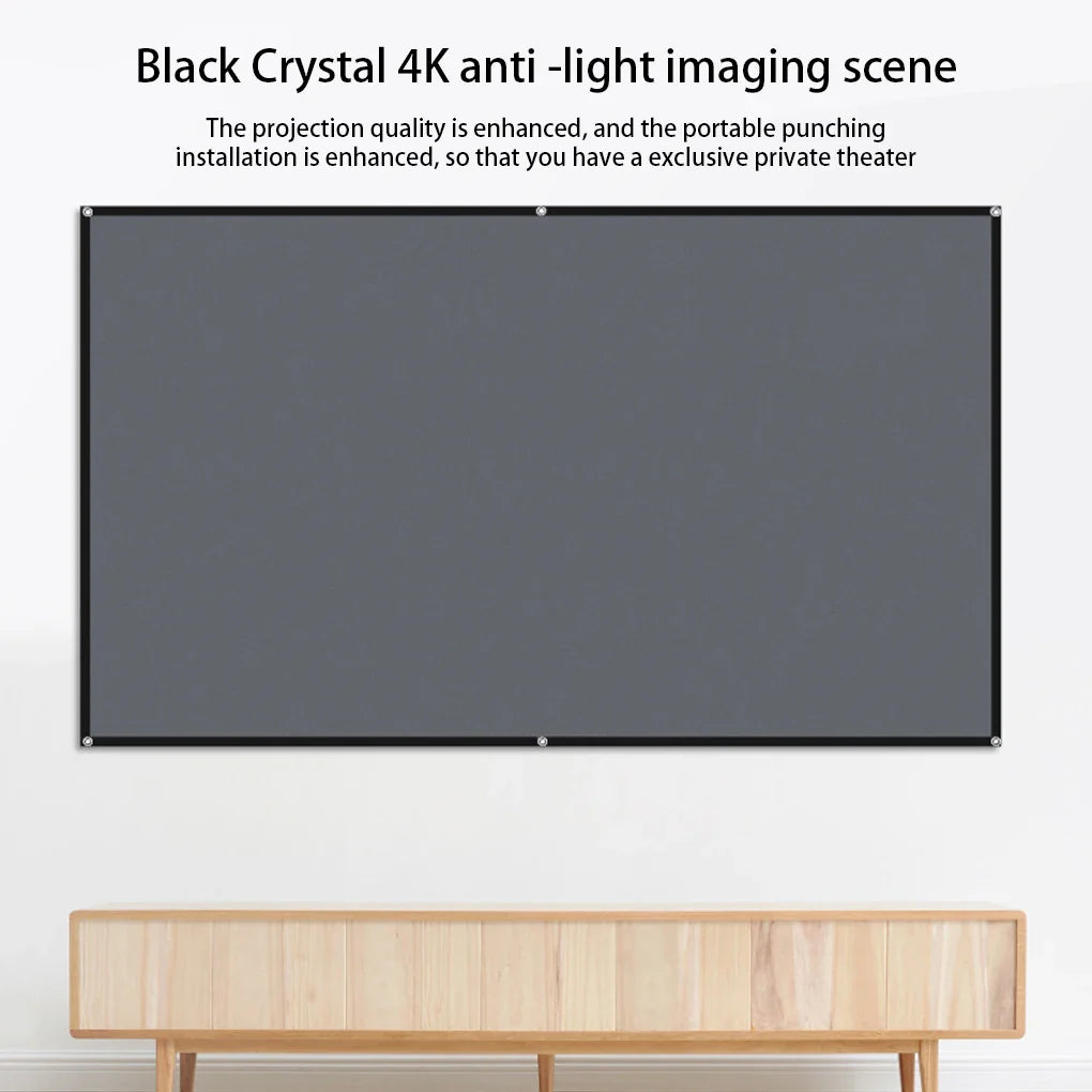Home office business projector, portable movie screen, 60-133 inches, metal anti light screen hook for daytime viewing