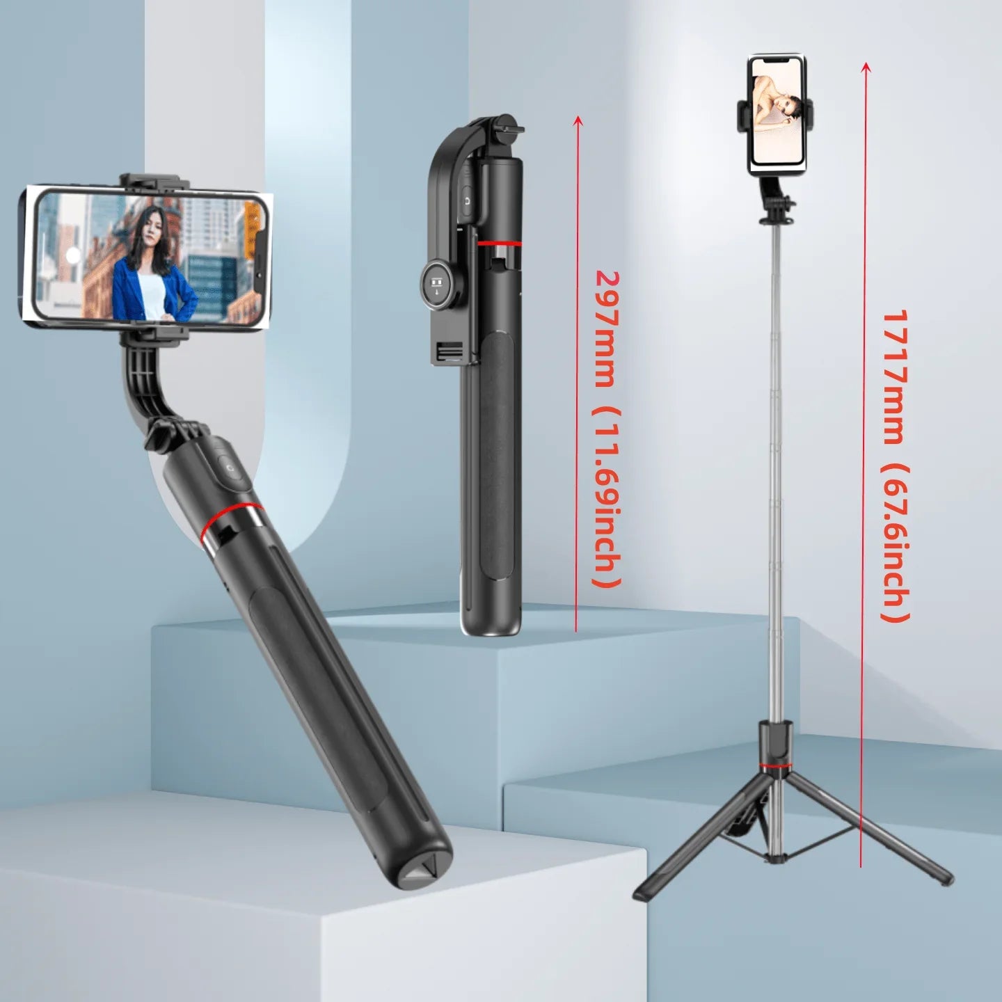 Roreta 1.7M Selfie Stick Wireless Tripod Stand with Bluetooth Remote Extendable Tripod for Mobile Phone Tlktok Live Streaming