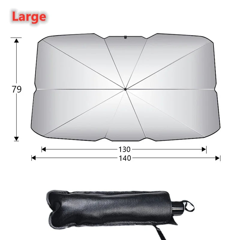 Car Windshield Sun Shade, Foldable Umbrella Sunshade/Cover for Most Cars Reflective Sunshade for Car Front Windshield