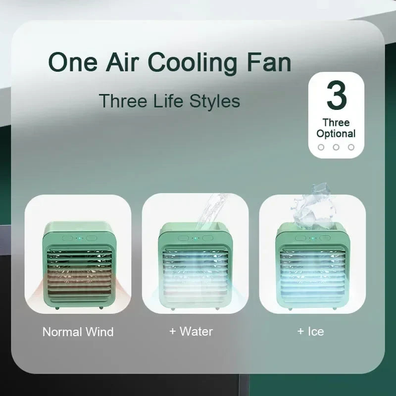 Portable Air Conditioner Fan USB Desktop Fan Rechargeable Mini Air Humidifier Cooler Table Cooling Mist Fan for Office Home