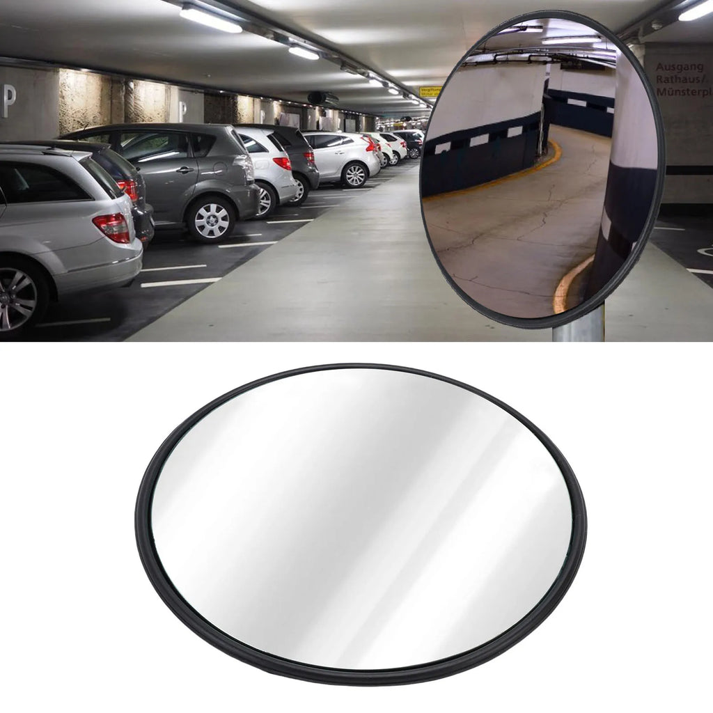 Curved Security Mirror Sturdy Backing Indoor Round Convex Mirror with Wall Mount Bracket for Garage Store Warehouse Parking Lot