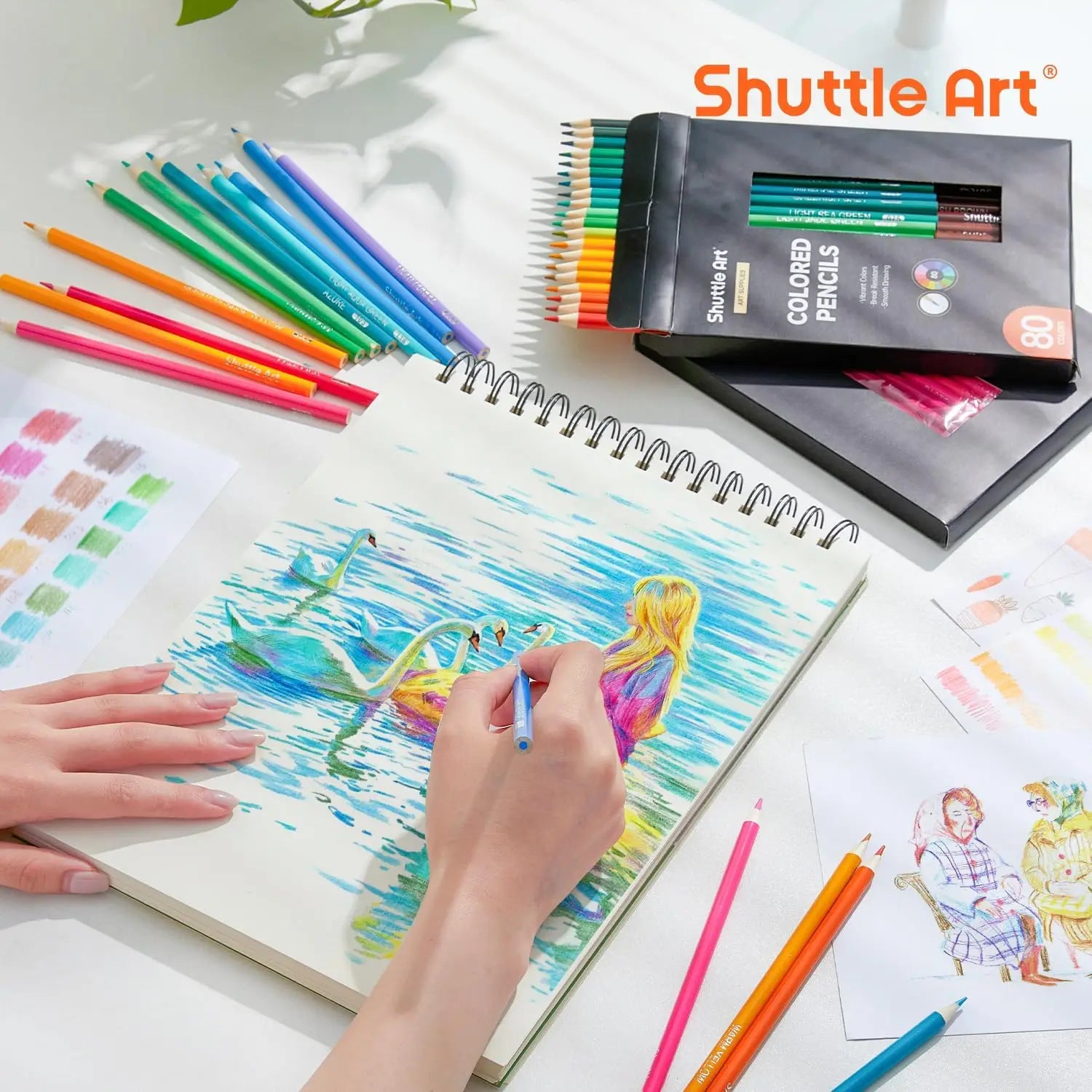 80 Vibrant Colored Pencils for Adults and Kids, Soft Core Drawing Supplies for Coloring Sketching