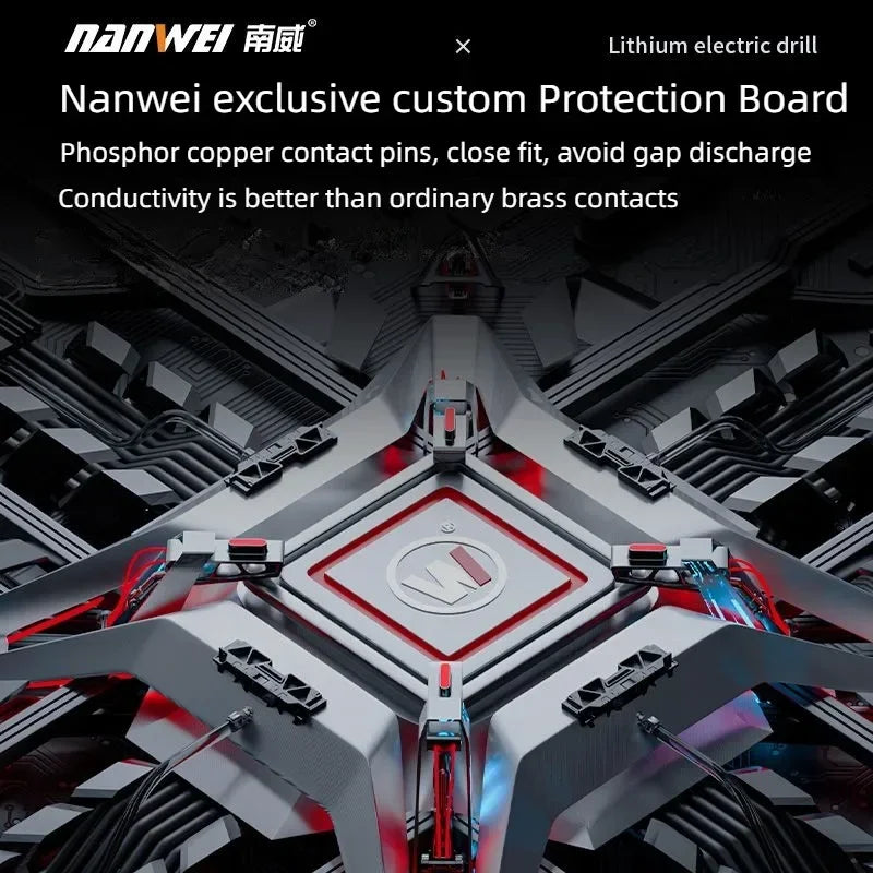 NANWEI 16.8V Brushless Electric Drill Cordless 55N.m Torque Li-ion Battery Screwdriver Power Tools for Home Improvement