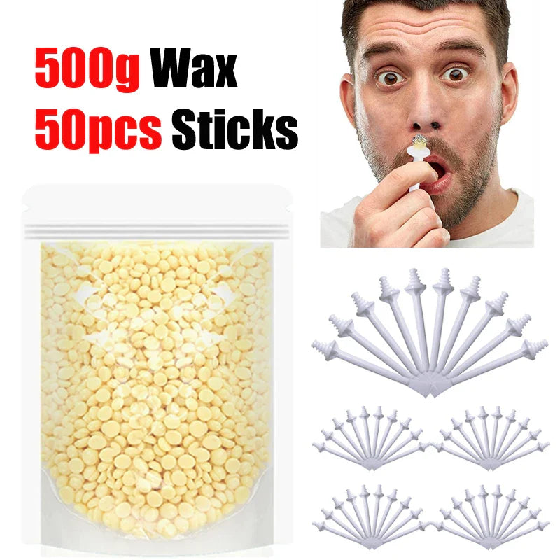 100PCS Nose Wax Sticks Kit Portable Easy Quick Wax Bean Cleaning Wax Kit Painless Nasal Wax Cleaning Tools Set For Hair Removal