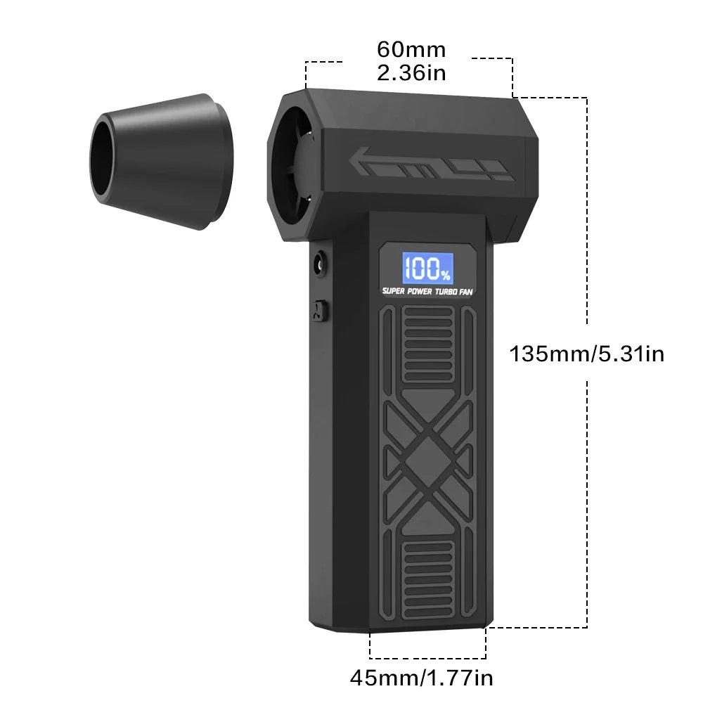 P80 High-Speed Dust Blower 120000RPM Violent Fan 180g Blowing Force Strong Airflow Brushless Turbo Jet Blower With LED Lighting