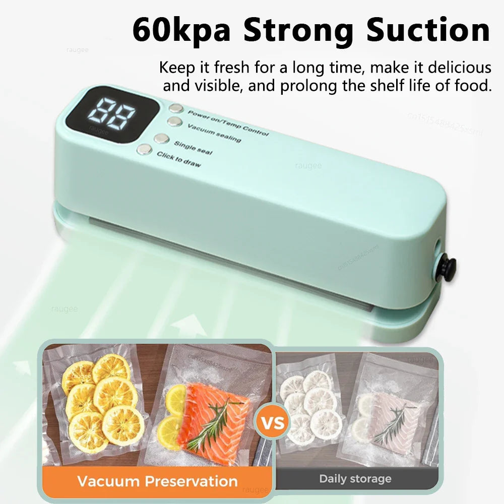 Food Vacuum Sealer USB Rechargeable Package Plastic Bag Mini Heat Sealer Portable Wireless Automatic Food Vacuum Sealing Machine
