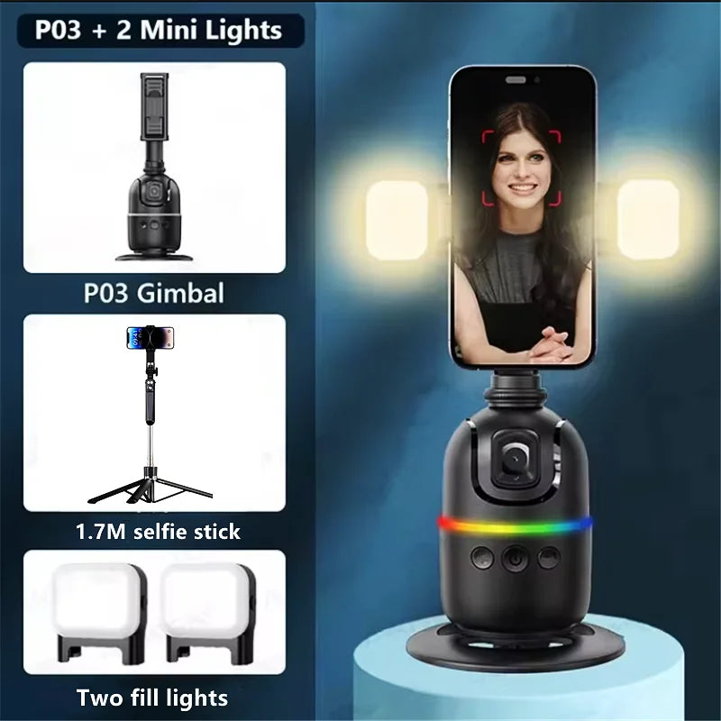 selfie stick Stabilizer 360°Auto Face Tracking AI Gimbal All-in-one Desktop Phone Holder Tripod For Smartphone Video Vlog Live