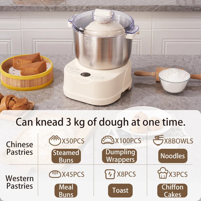 SUNATUR Dough Kneading Machine Household Stand Mixer with Chinese & Western Modes Timed Fermentation  Cream Whipping