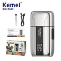 Kemei T402 UV-Disinfecting Metal Double-Foil Shavers Professional Barber Reciprocating Razor for Men Bald Head Shaving Machine