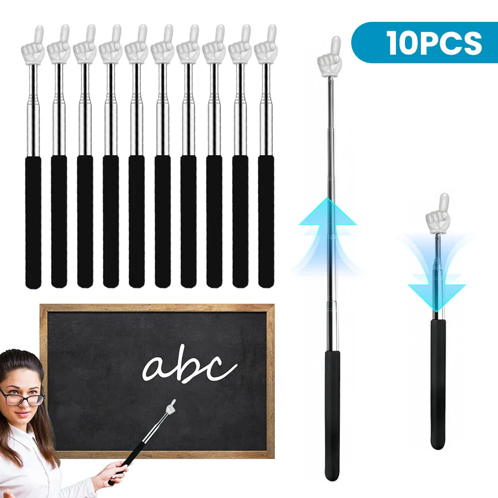 10Pcs Telescopic Teachers Pointer Stainless Steel Finger Pointer Stick Cute Retractable Classroom Pointers for Elementary School