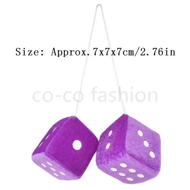 2pcs Plush Dice Toys Velvet Pendants Car Hanger With Suckers Stress Relief Squeeze Cube Fluffy Stuffed Decoration Eid Amagi
