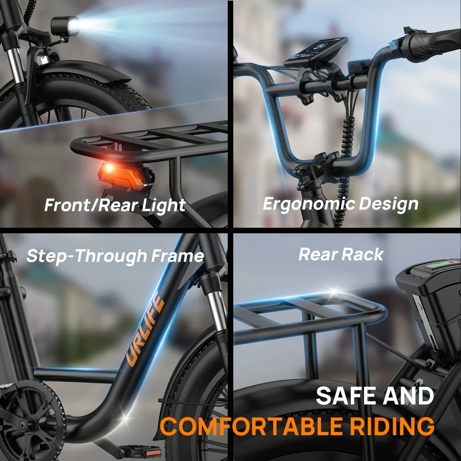 URLIFE 1000W E20 Electric Bike | 48V 13Ah Removable Battery, 20MPH, 20''X3" Fat Tire, 7-Speed E-Bike with Dual Disc Brake
