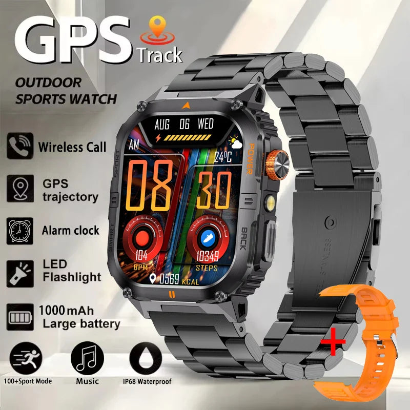 2026 New Smart Watch 2.00inch HD Display Bluetooth Call LED Flashlight Multiple Sports Modes Pedometer Men's Sports Smartwatch