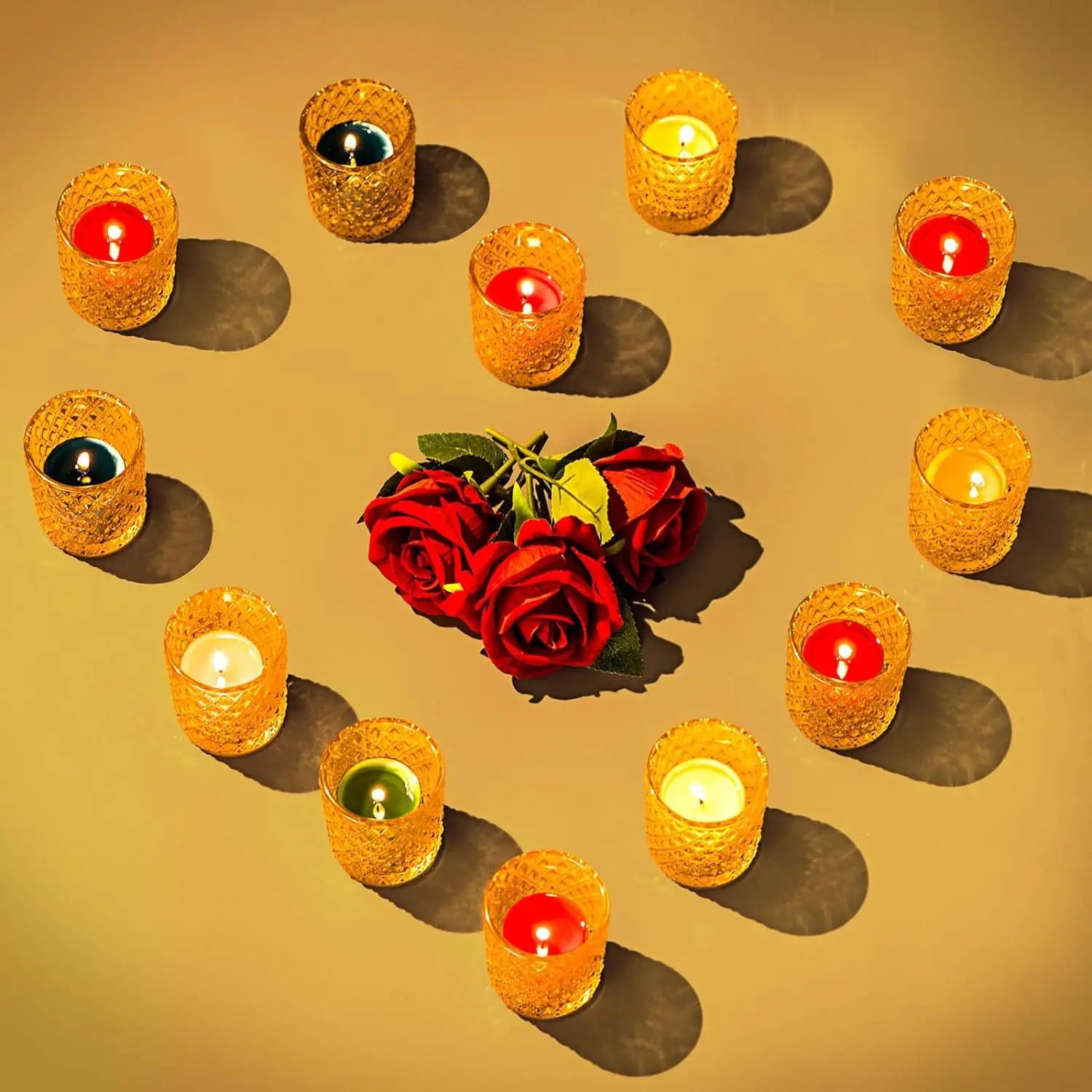 LED Tealight Golden Glass Cup Candle Holder For Wedding Table Bedroom Home Decoration Party Festival Candle Gift Box Candlestick