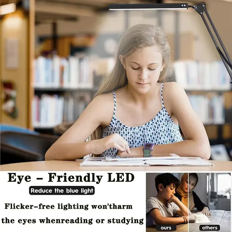 NEW 2026 3 Mode Dimmable LED Desk Lamp with Clamp, 10 Level Brightness Adjustable, Flexible Gooseneck for Study/Office/Bedroom