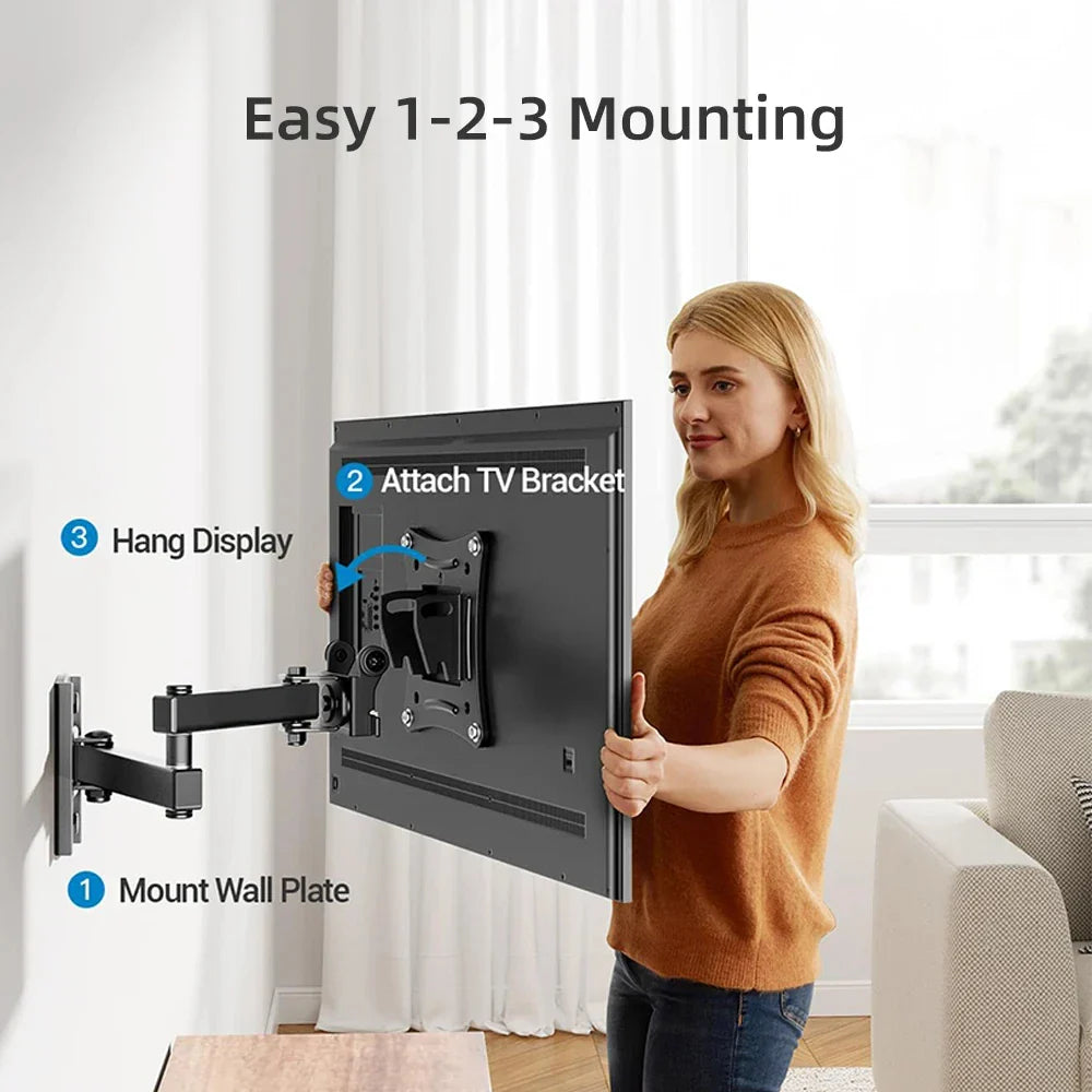 Adjustable TV Mounts Wall Mount Bracket Supports 10"-32" LED/LCD TVS,Holds Up to 10kg, VESA 100*100, Home Office Use TV Stand