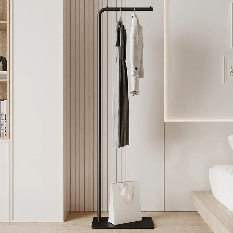 Cream Minimalist Floor Coat Rack Entryway Standing Coat Stand Multifunctional Bedroom Clothes Hanger Shelf Organizer Furniture