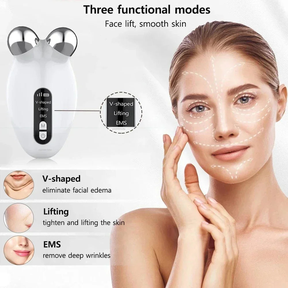 Facial Massager Microcurrent Roller EMS Device For Face Lifting Skin Tighten Rejuvenation Chin Remover Anti Wrikle Double care