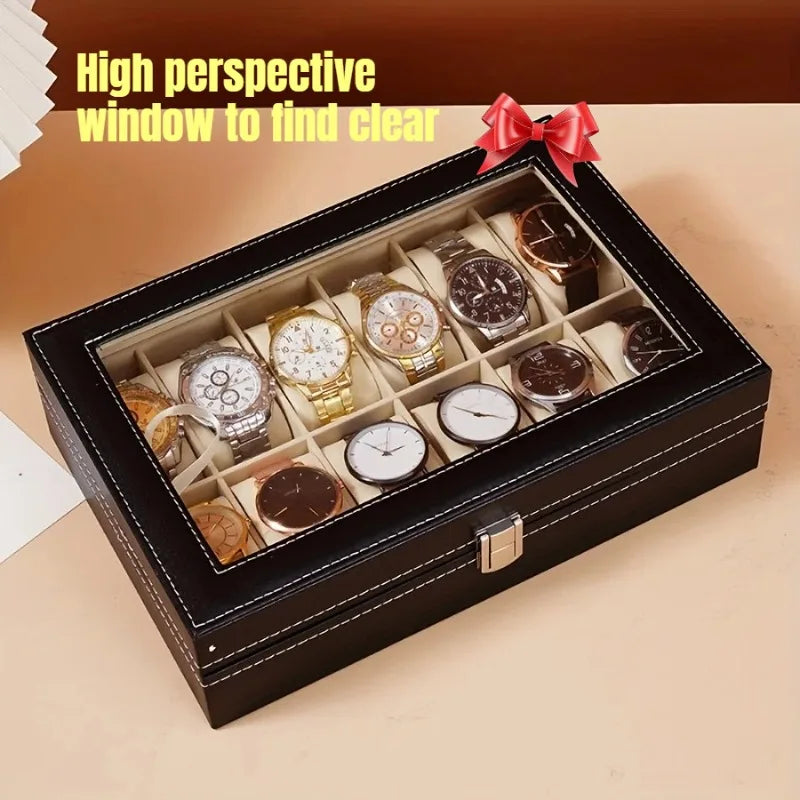 Exquisite High-end Large Capacity Watch Storage Box with Detachable Inner Lining Family Ornaments Men's Travel Gifts
