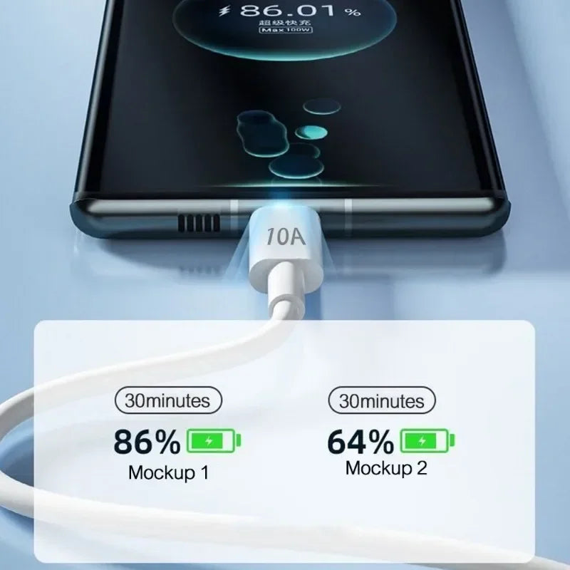 3/1PCS Quick Charging Cable 120W 10A USB A To Type C Fast Charger High-speed Data Transfer Wire Cords for Samsung Xiaomi Huawei