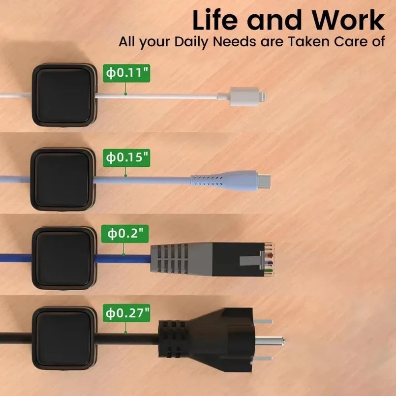 3-12 PCS Cable Winder Magnetic Cable Clips Adjustable Cord Holder Under Desk Cable Management Wire Keeper Cable Organizer Holder