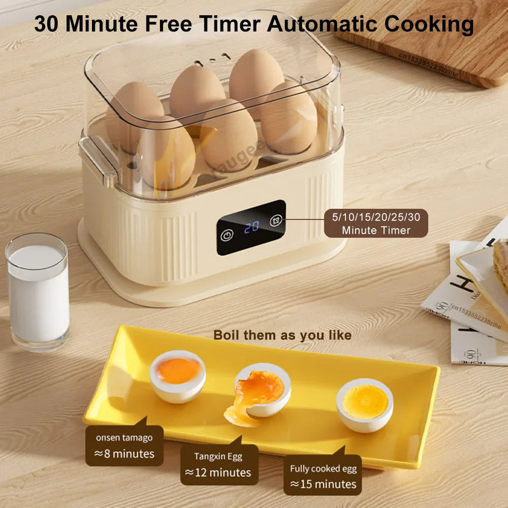 Egg Cooker with Auto Shut Off Electric Egg Cooker Steamer 6 Eggs Capacity Soft Medium Hard Boiled Egg Cooker Breakfast Machine