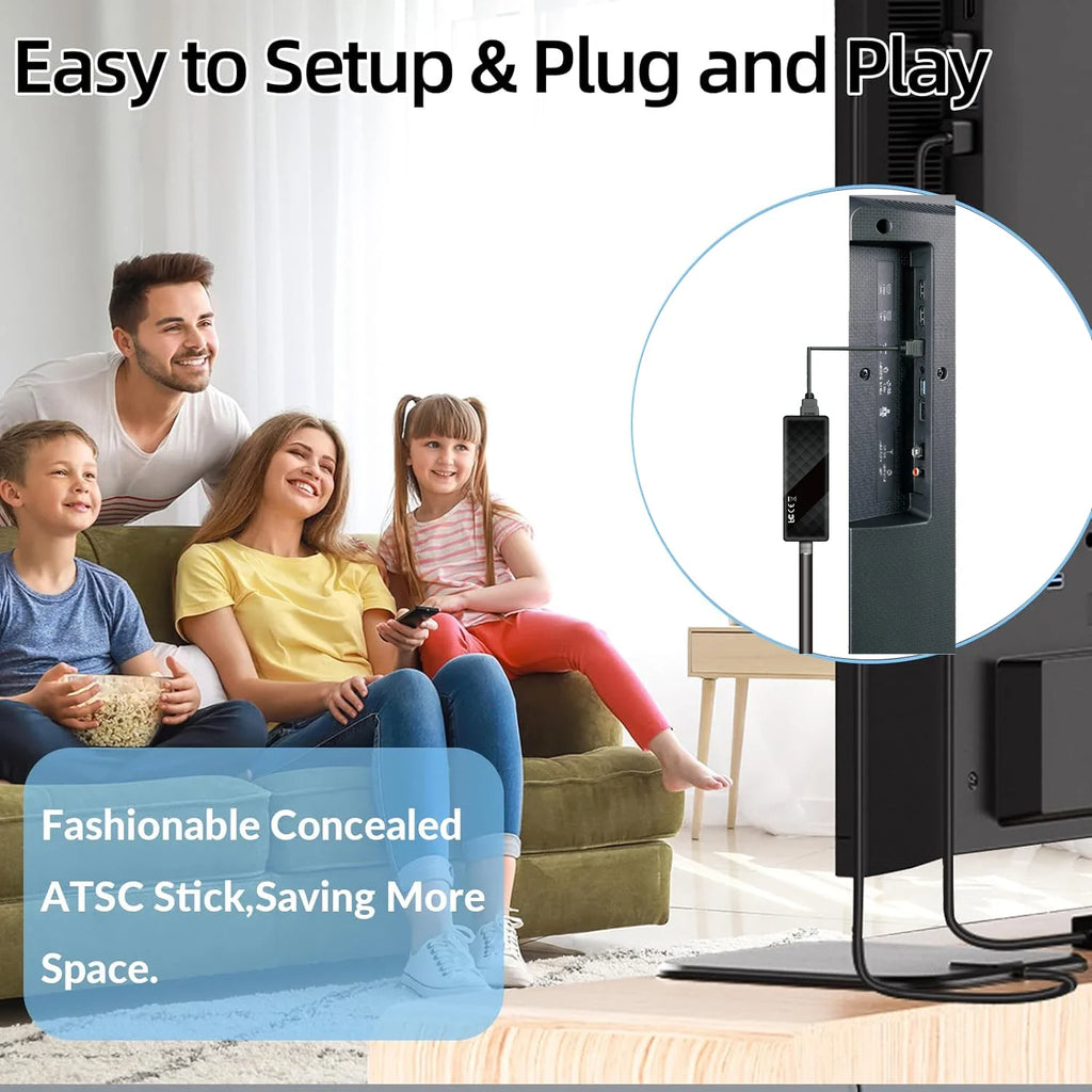 Digital Converter Box TV Receiver for TV,1080P ATSC tv Tuner Box with hdmi Output Hidden Behind TV,with 2-in-1 Remote