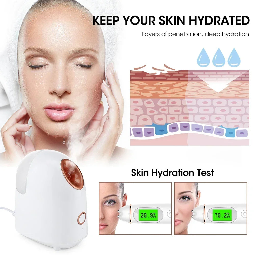 Face Steamer Humidifier Nano Mist Sprayer SPA Facial Nebulizer Steamer Moisturizing Beauty Skin Care Nano Steam Unclogs Pores