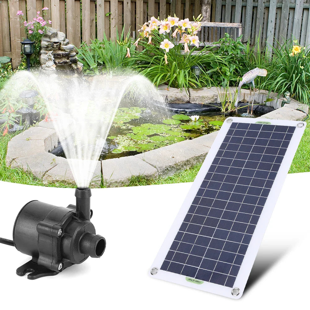 50W/30W/5W  DC 12V Low Noise Brushless Solar Water Pump Kit for Pool Black Outdoor Waterfall Fountain Garden Pool Pond Bird Bath