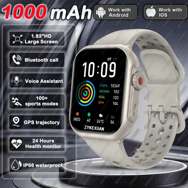 2025 New For Xiaomi Smart Watch Men Women 1.85-Inch HD AMOLED Full Touch Screen IP68 Waterproof Bluetooth Call SmartWatch Man