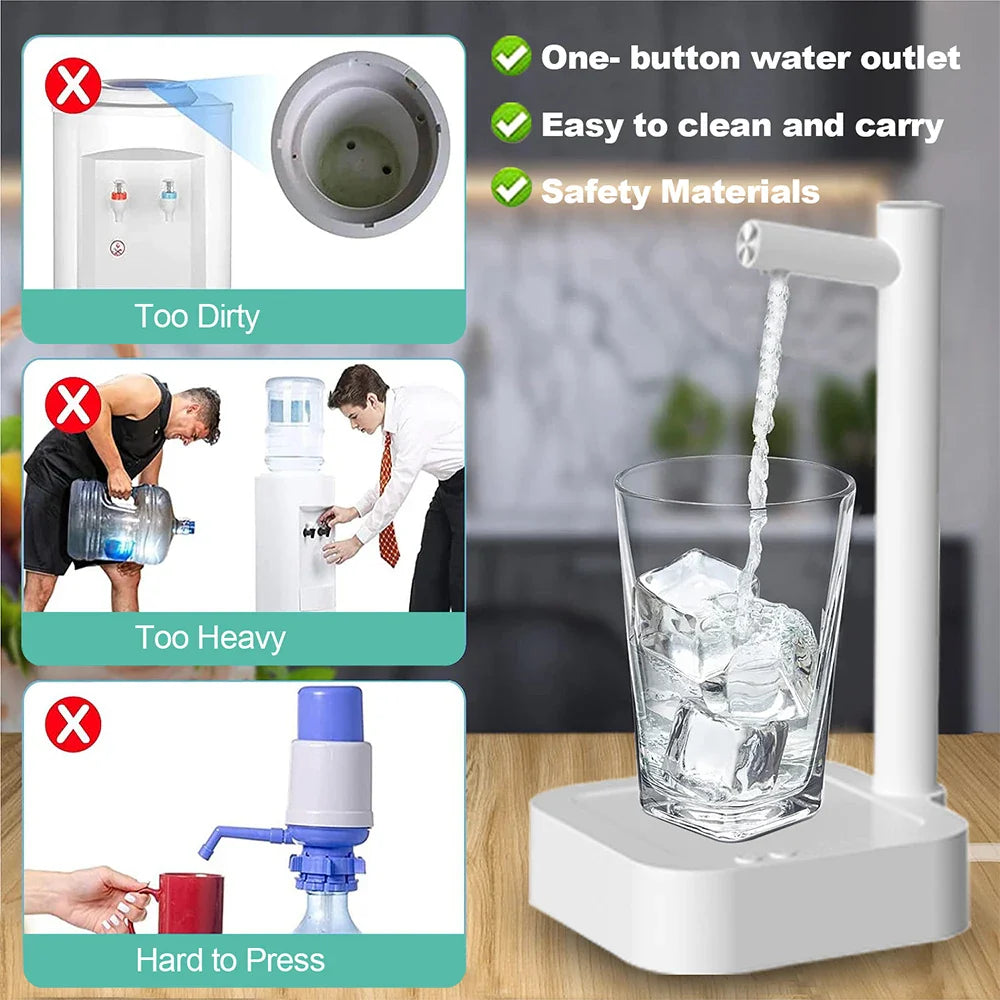 Water Dispenser 19 Liters Electric Water Gallon Pump Desktop Automatic Water Dispenser Rechargeable Drinking Water Bottle Pump