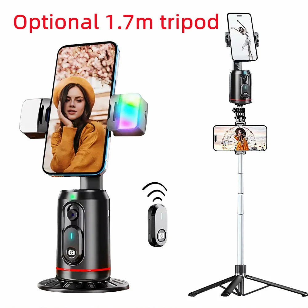 BSLIUFANG 2025 360° Rotation Gimbal Stabilizer Selfie Stick Face Tracking Gimbal With Bluetooth Remote Shutter and Light Holder