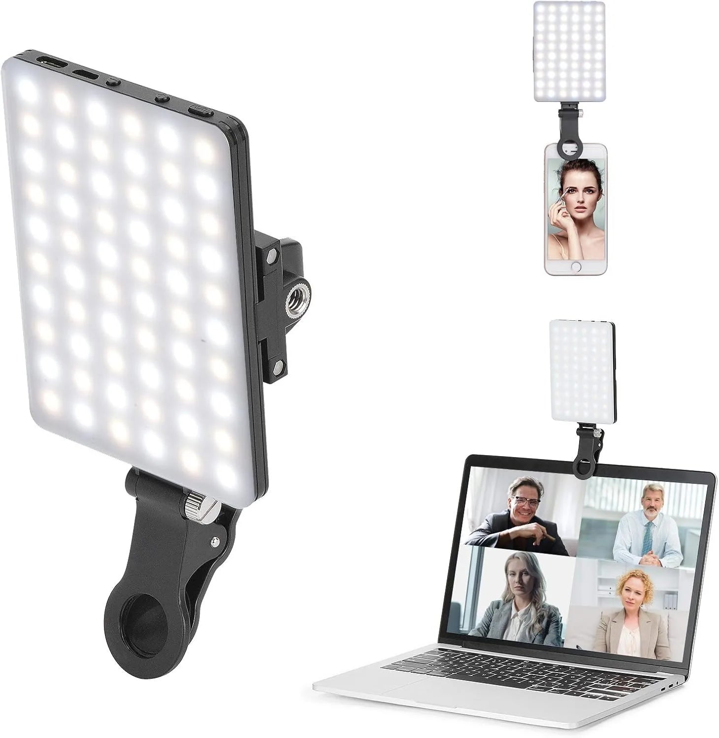 LED Portable Clip-on Selfie Light; Video Conference Lighting, 3 Lighting Modes, Suitable for iPhone Camera Laptop