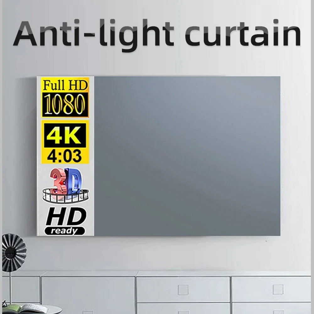 Simple anti glare screen, 60-110 inches, no need to drill holes for installation, high-definition 4K projection screen