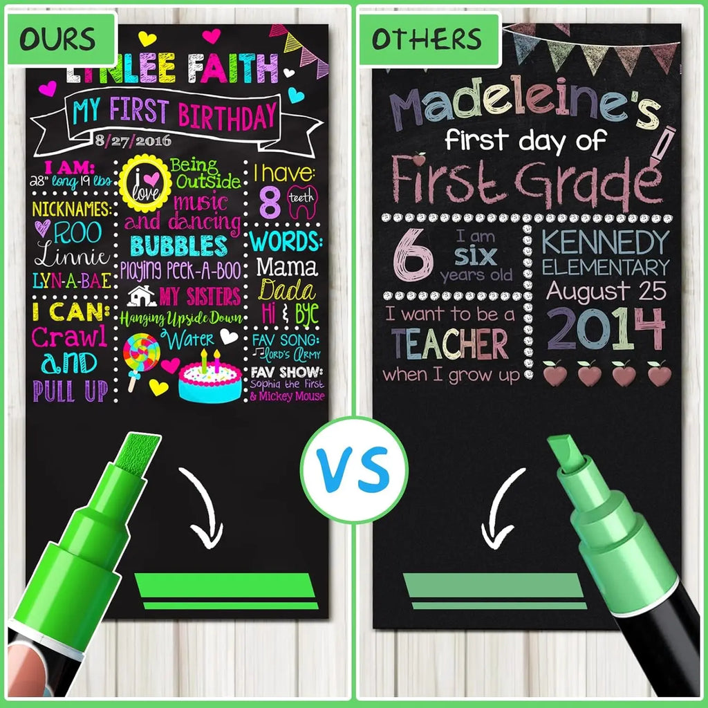 12-Color Washable Liquid Chalk Markers, Wet Erase Neon Pens for Blackboard, Glass, and Kids Art