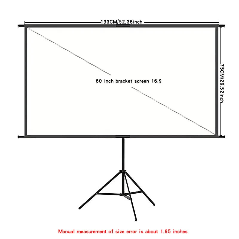 Single triangle bracket projection screen, easy to install, suitable for projection use in bedrooms, offices and other occasions