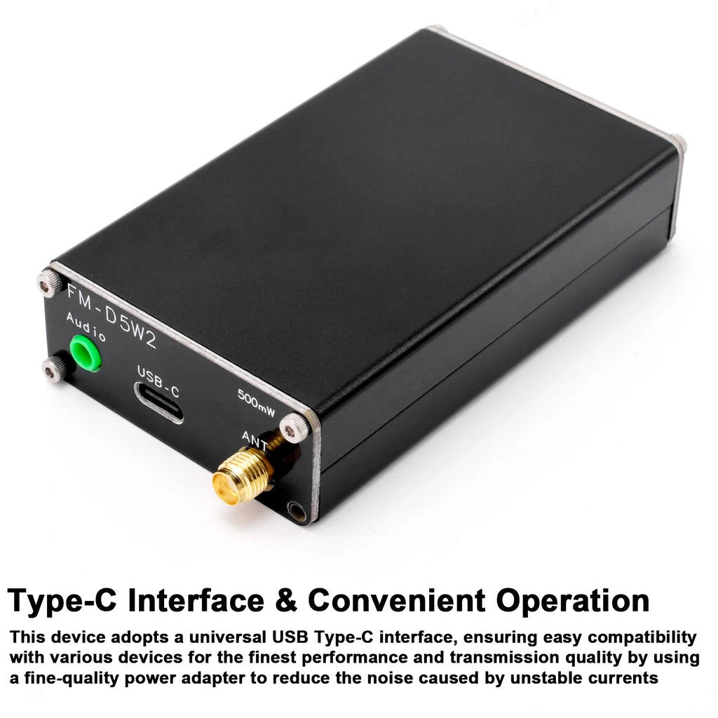 2km 0.5W FM Transmitter 76M-108Mhz Digital Display Stereo FM Transmit TYPE-C USB Churches CAR Radio Broadcast Campus Station
