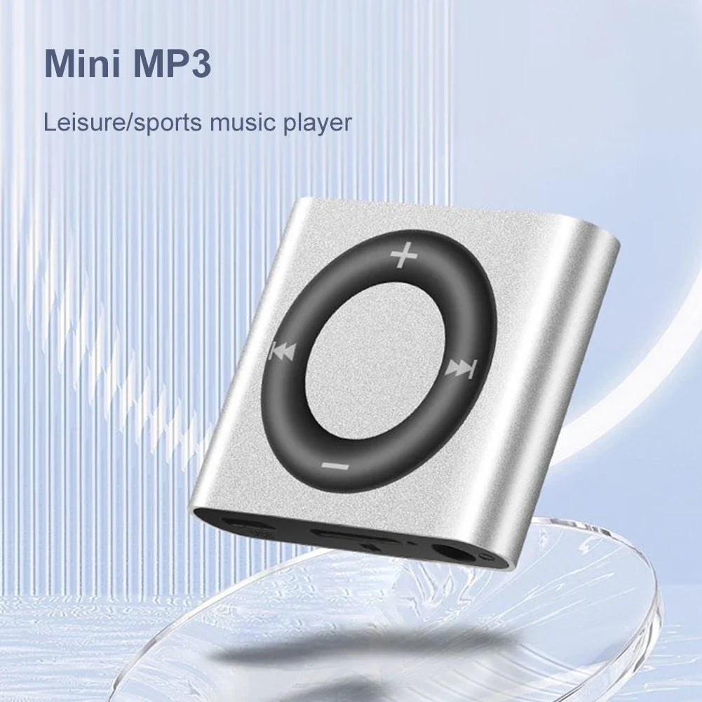 Mini MP3 Music Players Metal Clip-on Build in Speaker 180mAh Touch Tone Rechargeable with Headphone Support TF Card for Students