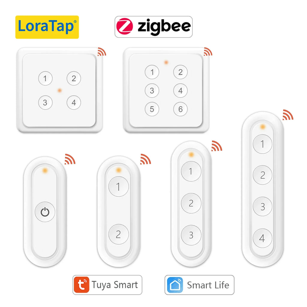 LoraTap ZigBee 3.0 Wireless 6 Push Button Remote Tuya Scene Automation Control Switch Smart Life App