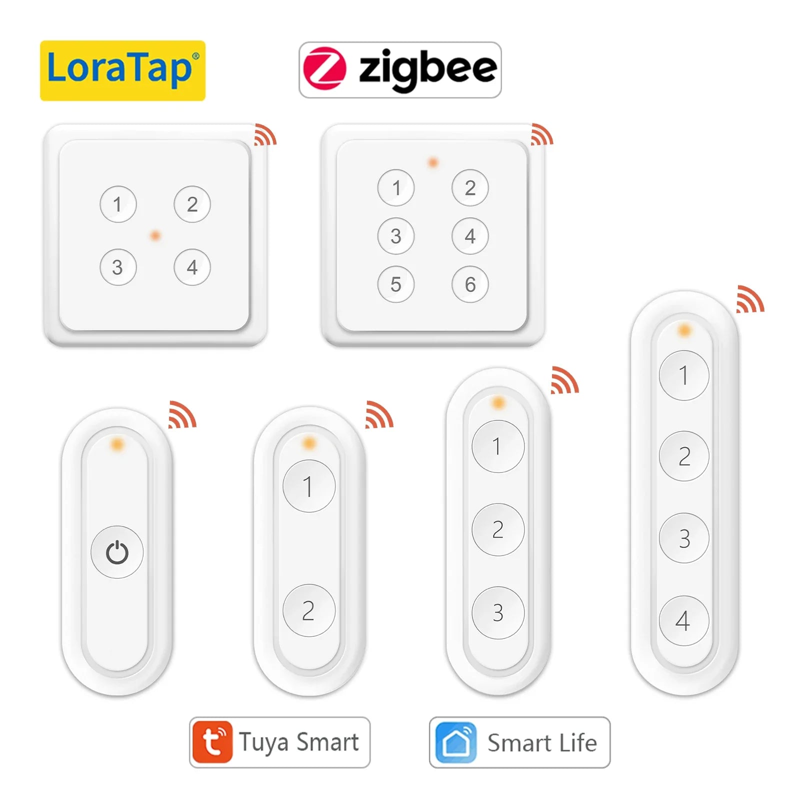 LoraTap ZigBee 3.0 Wireless 6 Push Button Remote Tuya Scene Automation Control Switch Smart Life App