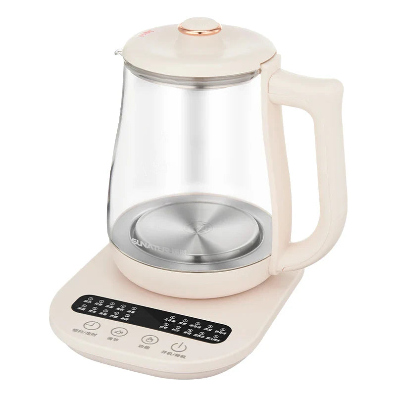 SUNATUR Kettles Electric Glass 220V Multifunction Health Pot Milk Fruit Tea Coffee Water 800W 24-hour Heat Preservation