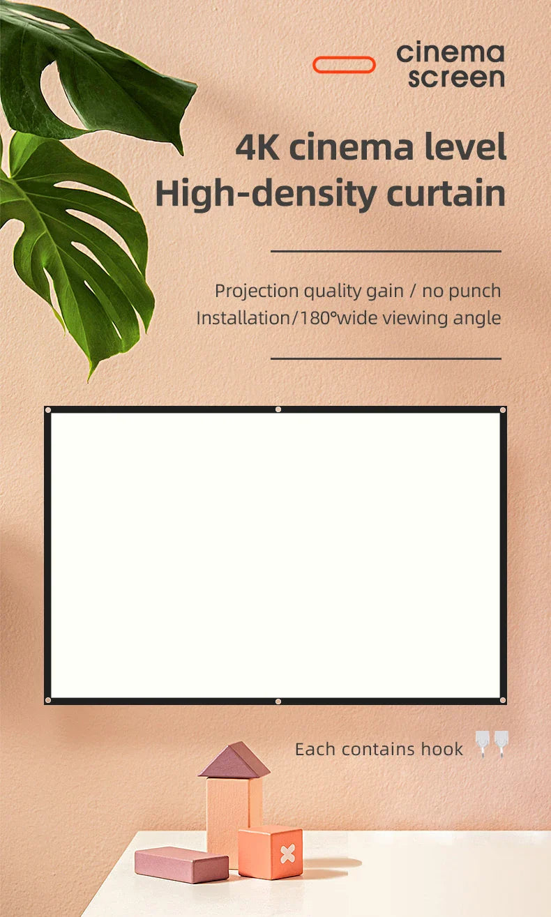 Supports double-sided projection, office gatherings, no punching installation, projection screen, 60-150 inch foldable screen