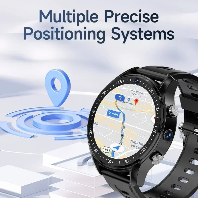 SIM Dual camera Smartwatch A7128G 4G smartwatch Video Call Trail tracker with Wifi GPS waterproof Google Play Store for men