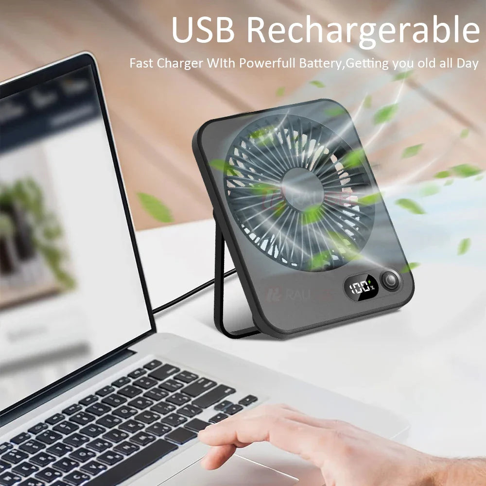Desk Fan USB RechargeableMini 180° Tilt Folding Personal Fan 5 Gear Wind Portable Wall Fan Table Fan for Office Home Small Fan