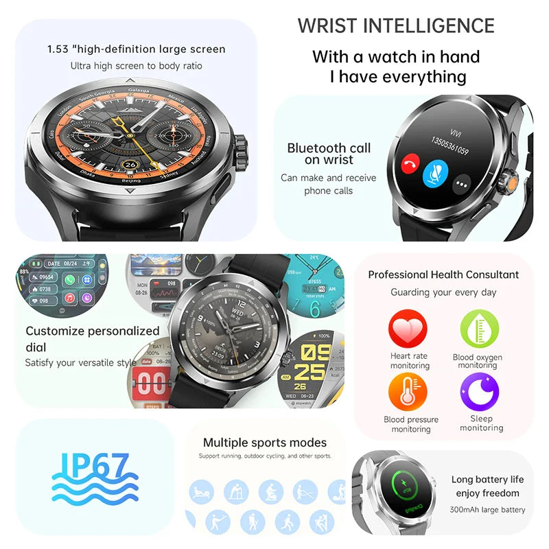 2025 New S4 Ultra Smart Watch Men Blood Oxygen Heart rate Compass Waterproof NFC GPS Tracking Bluetooth Call Sport Smartwatch