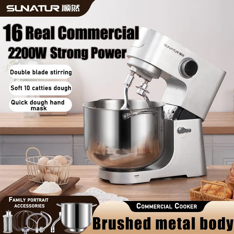 SUNATUR Multifunctional Stand Mixer Electric Blender with Planetary Beater, Dough Mixer Efficient Kitchen Tool for Home Baking